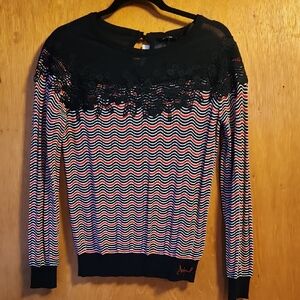Desigual Black and Multicolor Patterned Women's Top